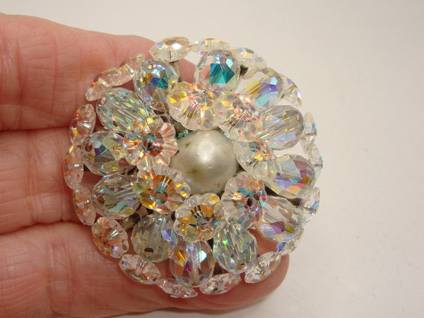Vintage 1960s Vendome Aurora Borealis Crystal Brooch - Estate Find