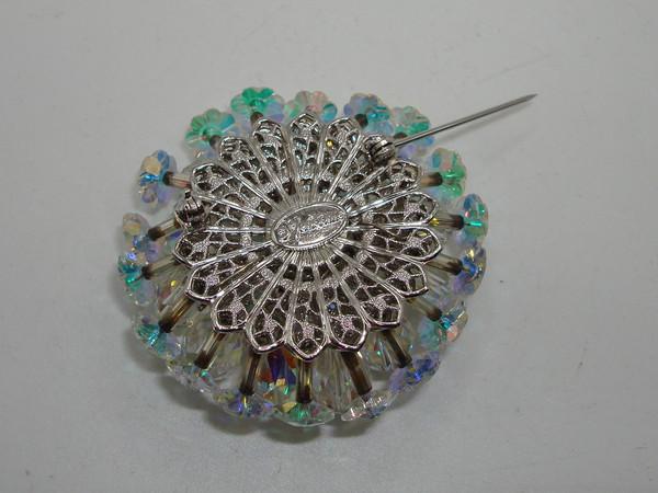 Vintage 1960s Vendome Aurora Borealis Crystal Brooch - Estate Find