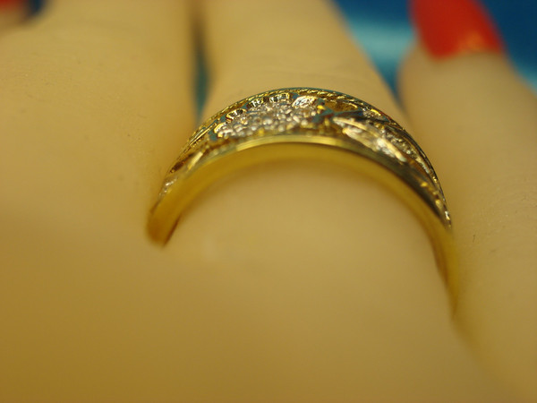 Sparkling Gold Vermeil Filigree Ring - Sterling Silver Size 7