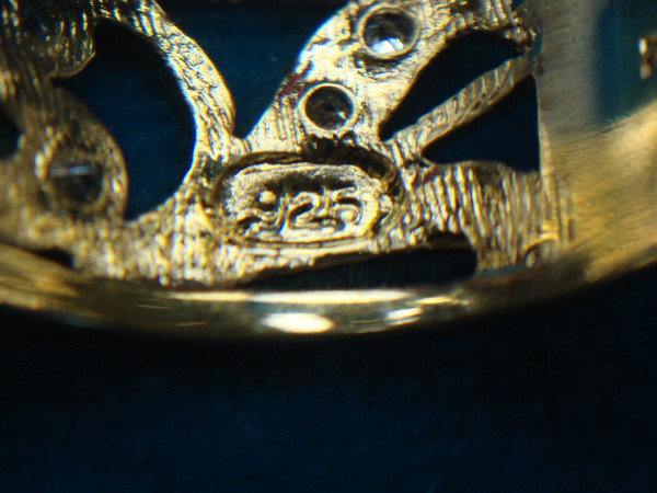 Sparkling Gold Vermeil Filigree Ring - Sterling Silver Size 7