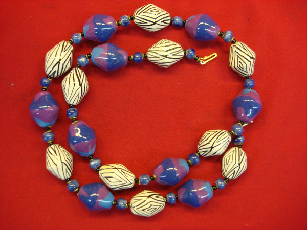 Colorful Glass Bead Statement Necklace - 28 Inch Bold Oversized Design