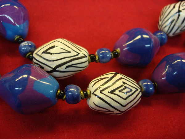 Colorful Glass Bead Statement Necklace - 28 Inch Bold Oversized Design