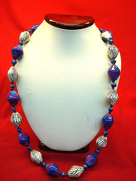 Colorful Glass Bead Statement Necklace - 28 Inch Bold Oversized Design
