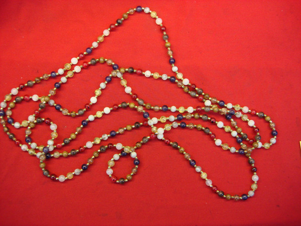 Chunky 96 Inch Stone Bead Necklace - Statement Jewelry, Multicolor Beads & Gold Accents