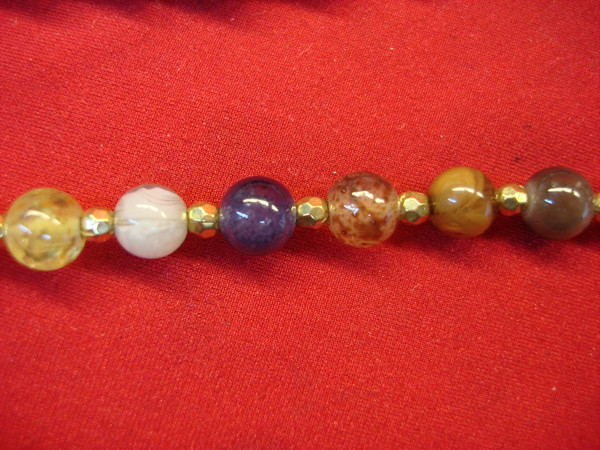 Chunky 96 Inch Stone Bead Necklace - Statement Jewelry, Multicolor Beads & Gold Accents