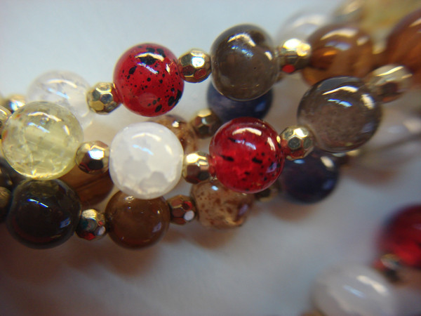 Chunky 96 Inch Stone Bead Necklace - Statement Jewelry, Multicolor Beads & Gold Accents