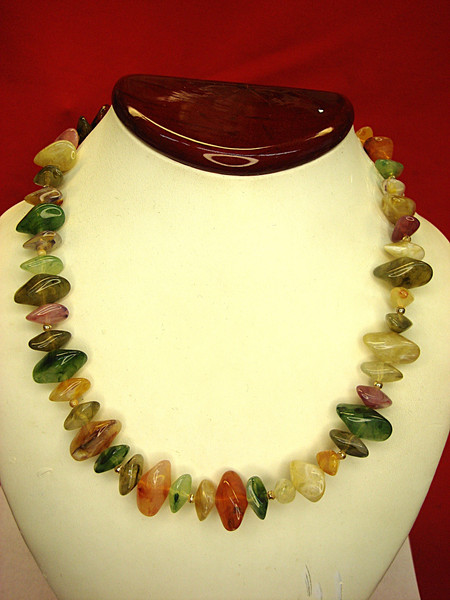 Vibrant Multi-Color Gemstone Bead Necklace (16