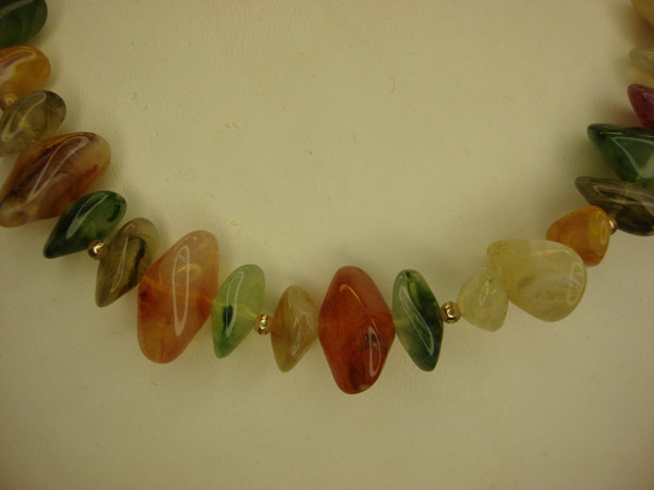 Vibrant Multi-Color Gemstone Bead Necklace (16