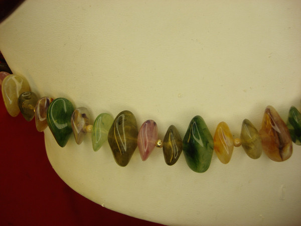 Vibrant Multi-Color Gemstone Bead Necklace (16