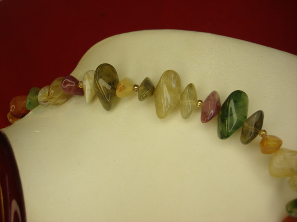 Vibrant Multi-Color Gemstone Bead Necklace (16