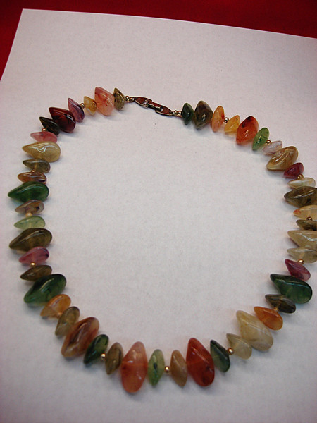 Vibrant Multi-Color Gemstone Bead Necklace (16