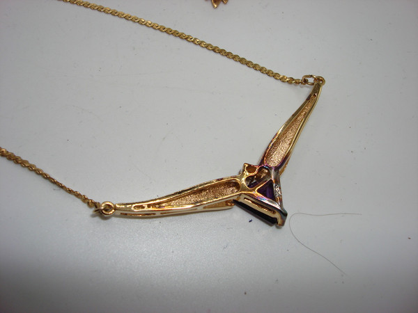 Vintage Lori Anderson Memories Collection Amethyst Necklace & Earrings - 14K Gold Filled