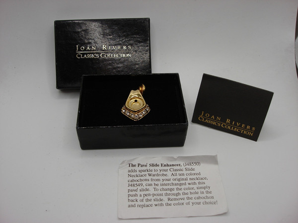 Vintage Joan Rivers Pave Slide Enhancer - Gold Tone, Mint Condition w/ Box & Papers!