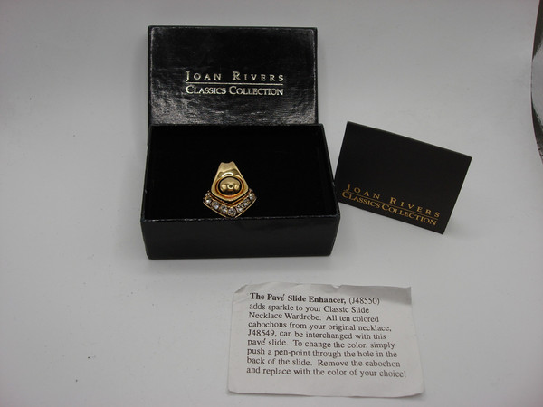 Vintage Joan Rivers Pave Slide Enhancer - Gold Tone, Mint Condition w/ Box & Papers!