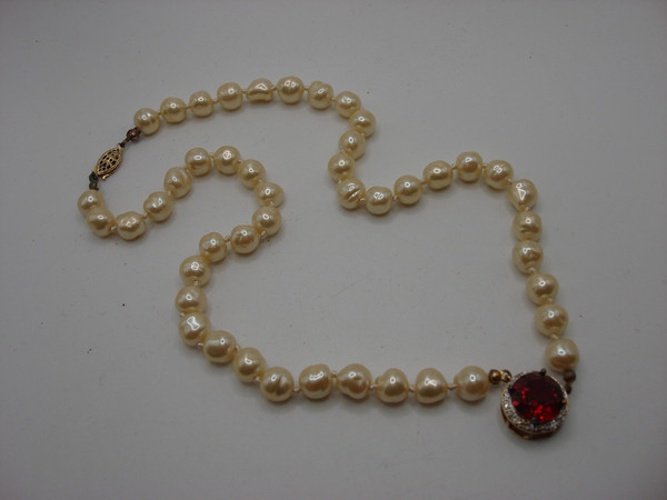 Vintage Loni Anderson Cream Baroque Pearl Vermeil Necklace (925 Sterling Silver)