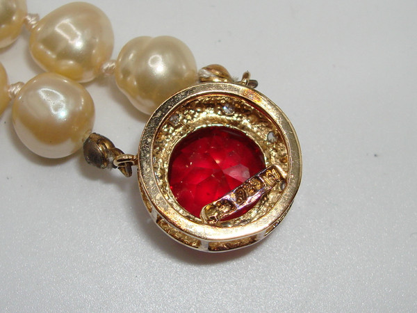 Vintage Loni Anderson Cream Baroque Pearl Vermeil Necklace (925 Sterling Silver)