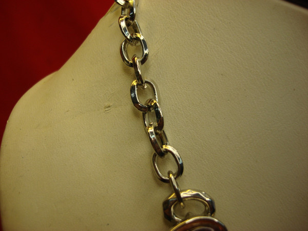 Vintage Trifari Pink Stone Necklace - Elegant Silver Tone, Adjustable 15-17in