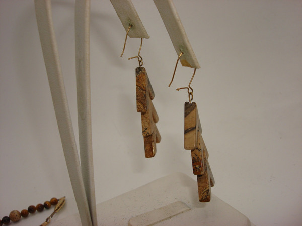 Blue Lace Agate Dangle Earrings - Gold-Filled 925 Sterling Silver Estate Find