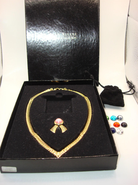 Vintage Joan Rivers Convertible Herringbone Necklace - 9 Interchangeable Designs (Gold Tone, Estate Find)