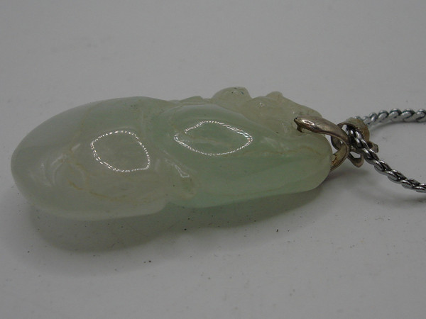 Vintage 18K Gold-Plated Jadeite Pendant Necklace - Carved Green Jade, Lucky Charm