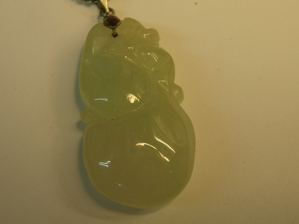 Vintage 18K Gold-Plated Jadeite Pendant Necklace - Carved Green Jade, Lucky Charm