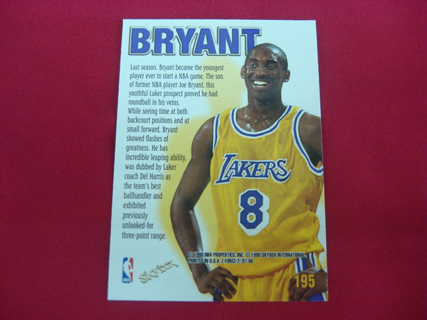 Kobe Bryant 1998-99 Skybox Z Force Zupermen #195 Basketball Card - Great Condition