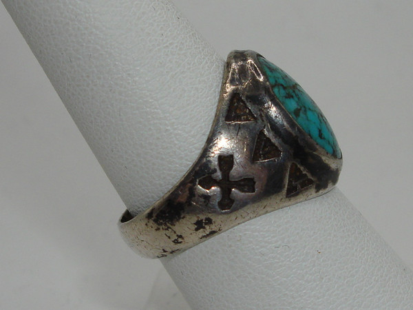 Vintage Sterling Silver Thunderbird Turquoise Ring, Size 8 - Sierra Nevada