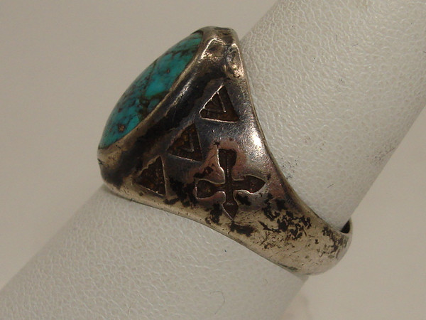 Vintage Sterling Silver Thunderbird Turquoise Ring, Size 8 - Sierra Nevada