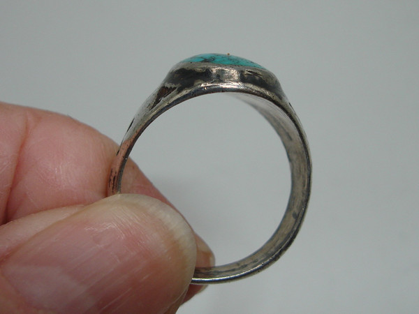 Vintage Sterling Silver Thunderbird Turquoise Ring, Size 8 - Sierra Nevada