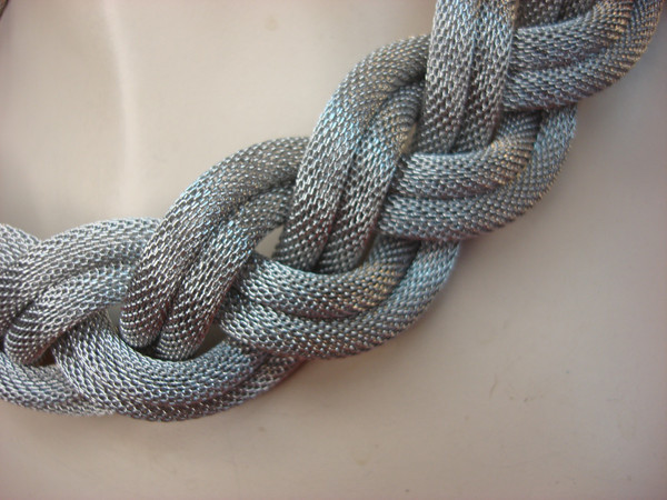 Bohemian Silver Tone Braided Statement Necklace (17-20 Inch)