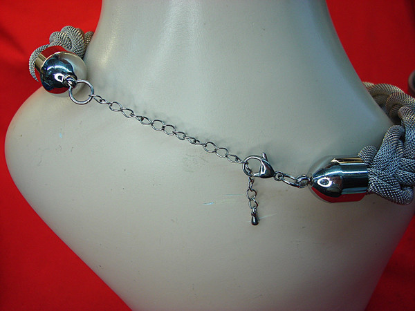 Bohemian Silver Tone Braided Statement Necklace (17-20 Inch)