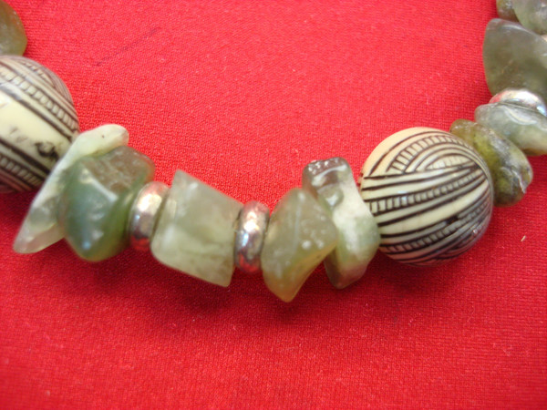 Vintage Chunky Statement Necklace w/ Semi-Precious Stone Chunks - 15 Inch