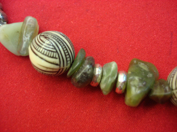 Vintage Chunky Statement Necklace w/ Semi-Precious Stone Chunks - 15 Inch