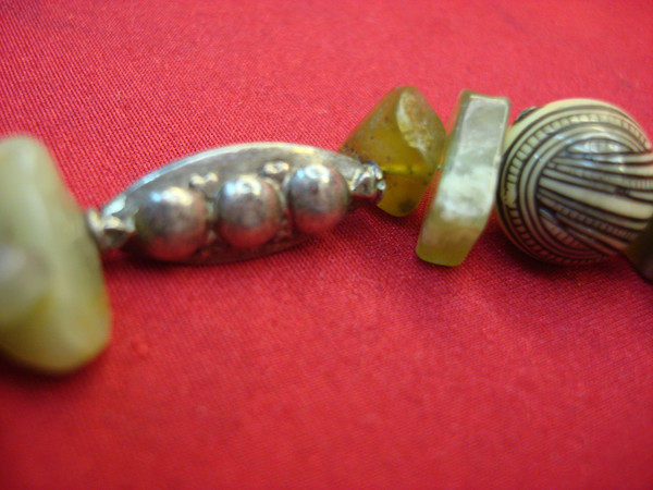 Vintage Chunky Statement Necklace w/ Semi-Precious Stone Chunks - 15 Inch