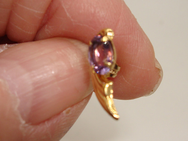 14K Gold Amethyst Earrings - 1/2 Carat Total Weight, Vintage Sparkle