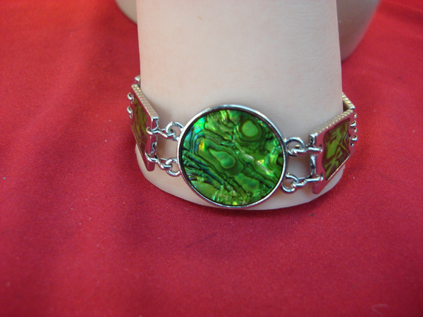 Vintage 3 Piece Jewelry Set - Necklace, Bracelet & Ring w/ Abalone Inlay