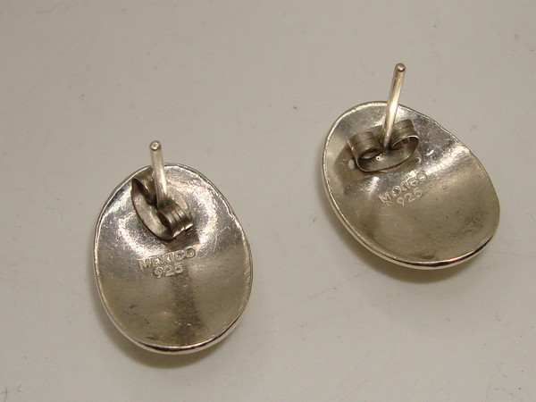 Vintage Mexico Sterling Silver Dome Earrings | Modernist Design
