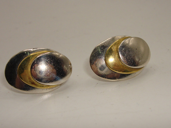 Vintage Mexico Sterling Silver Dome Earrings | Modernist Design