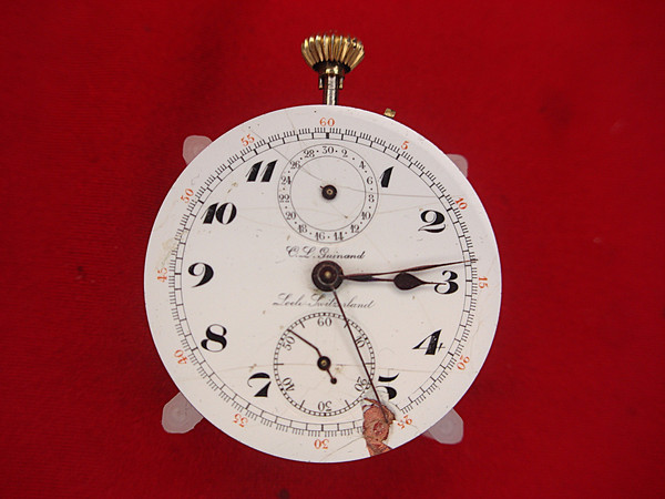 Vintage C.L. Guinand 17 Jewel Pocket Watch - Running Movement - Parts or Repair