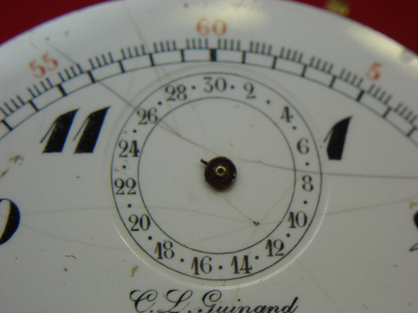 Vintage C.L. Guinand 17 Jewel Pocket Watch - Running Movement - Parts or Repair