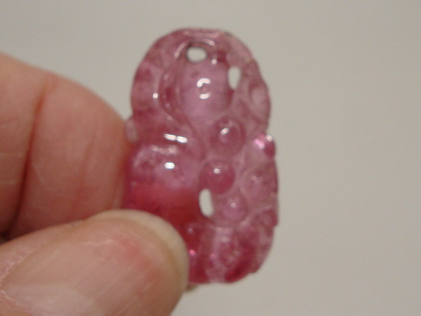 Vintage Chinese Hand-Carved Pink Tourmaline Pendant (4.3g)