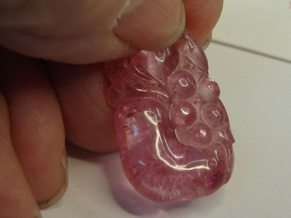Vintage Chinese Hand-Carved Pink Tourmaline Pendant (4.3g)