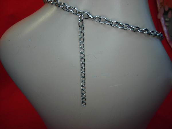 Vintage Silver Tone Peach Stone Necklace - Adjustable 18-20 Inch