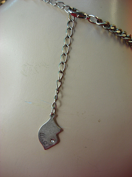 Cobalt Blue Stacked Chip & Dangle Necklace - Vintage Silver Tone (14-17 inch)