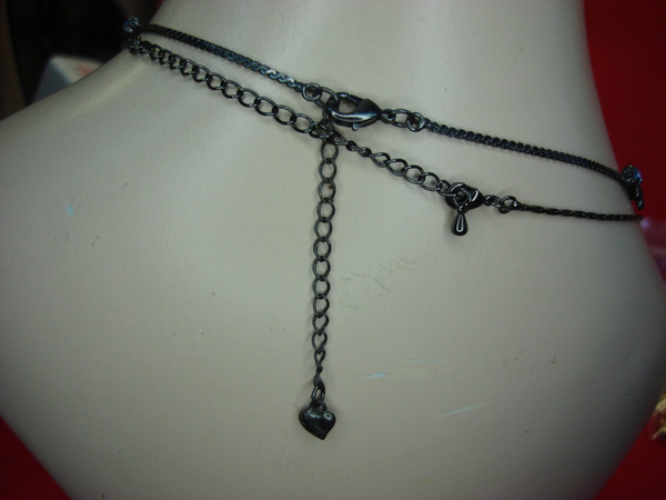 Vintage Necklace Set - Blue & Green Stone Pendants on Blackened Chains