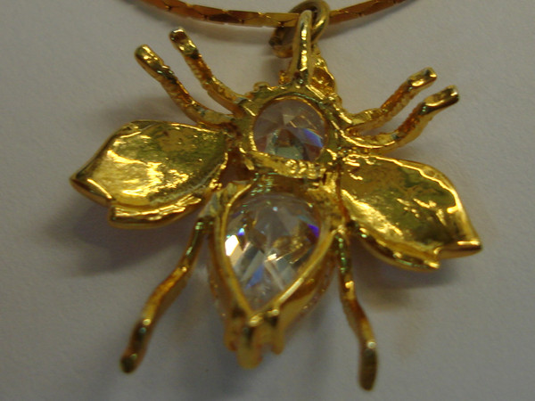 Sterling Silver & Cubic Zirconia Honey Bee Pendant Necklace - Vermeil 925