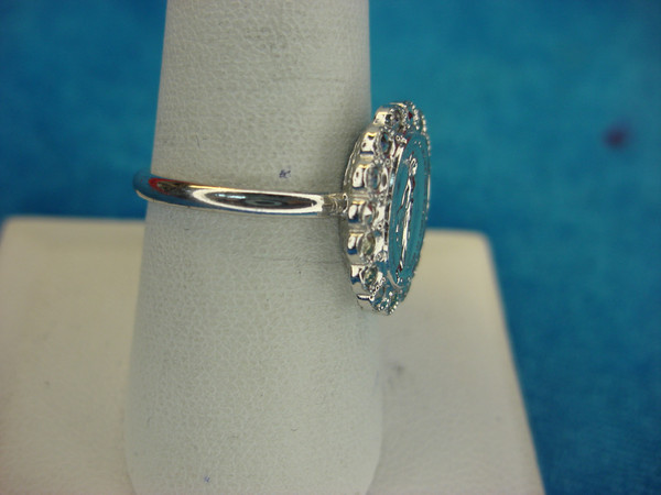 Vintage Theda Sterling Blessed Mary Ring with Marcasites & Rhodium Plating (Size 8.75)