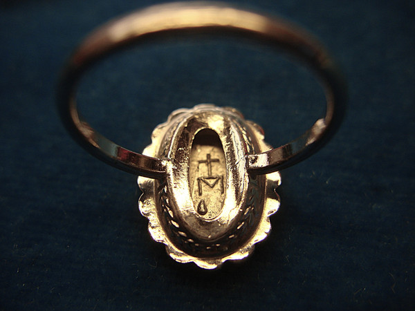 Vintage Theda Sterling Blessed Mary Ring with Marcasites & Rhodium Plating (Size 8.75)