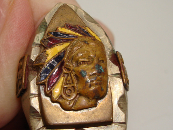 Vintage Mexican Indian Biker Ring | 1940s-50s Era, Size 9.5