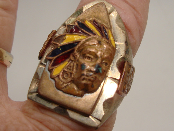 Vintage Mexican Indian Biker Ring | 1940s-50s Era, Size 9.5